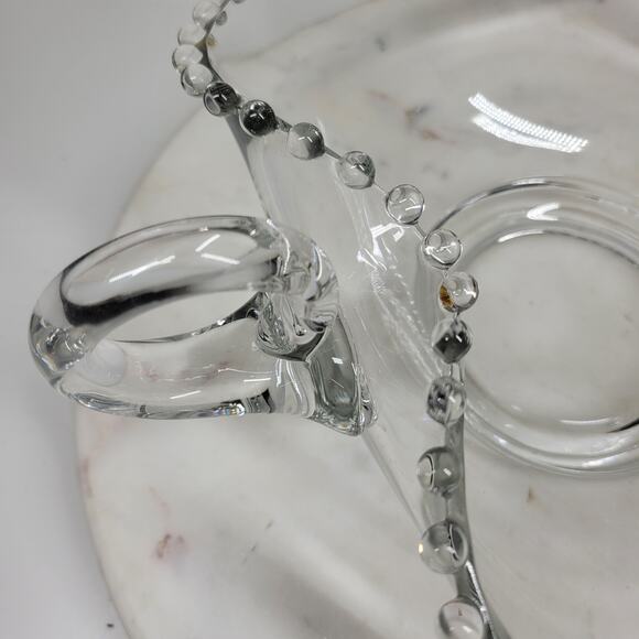 Vintage Imperial Candlewick Hobnail Heart Bowl 9" Clear Glass Handle Bread Candy - Picture 14 of 16